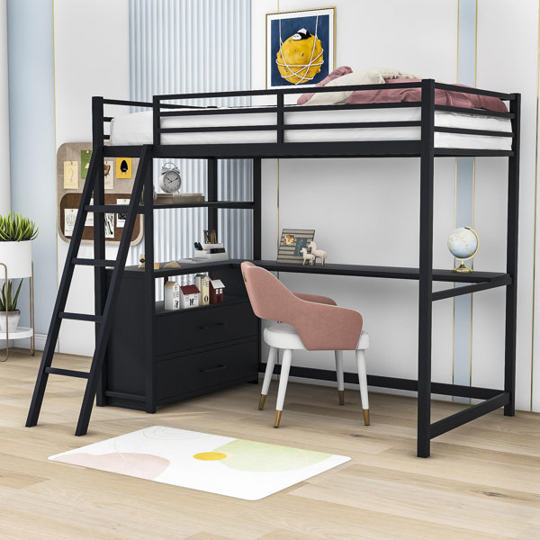 Isabelle & Max™ Aguta Twin 2 Drawer Loft Bed with BuiltinDesk by